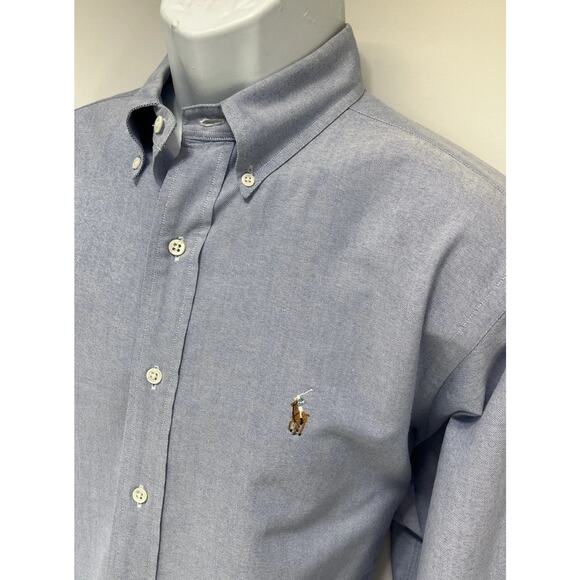 Ralph Lauren Oxford Mens Shirt 16 1/2-33 Button Down Blue LS Flesh Pony - Picture 2 of 7